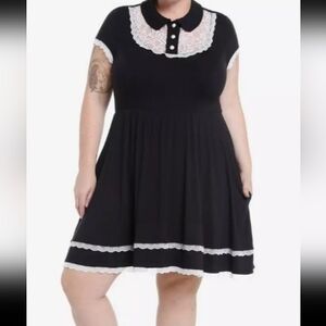 NWT Black & White Lace Bib Babydoll Dress Plus Size. Size 1/1X